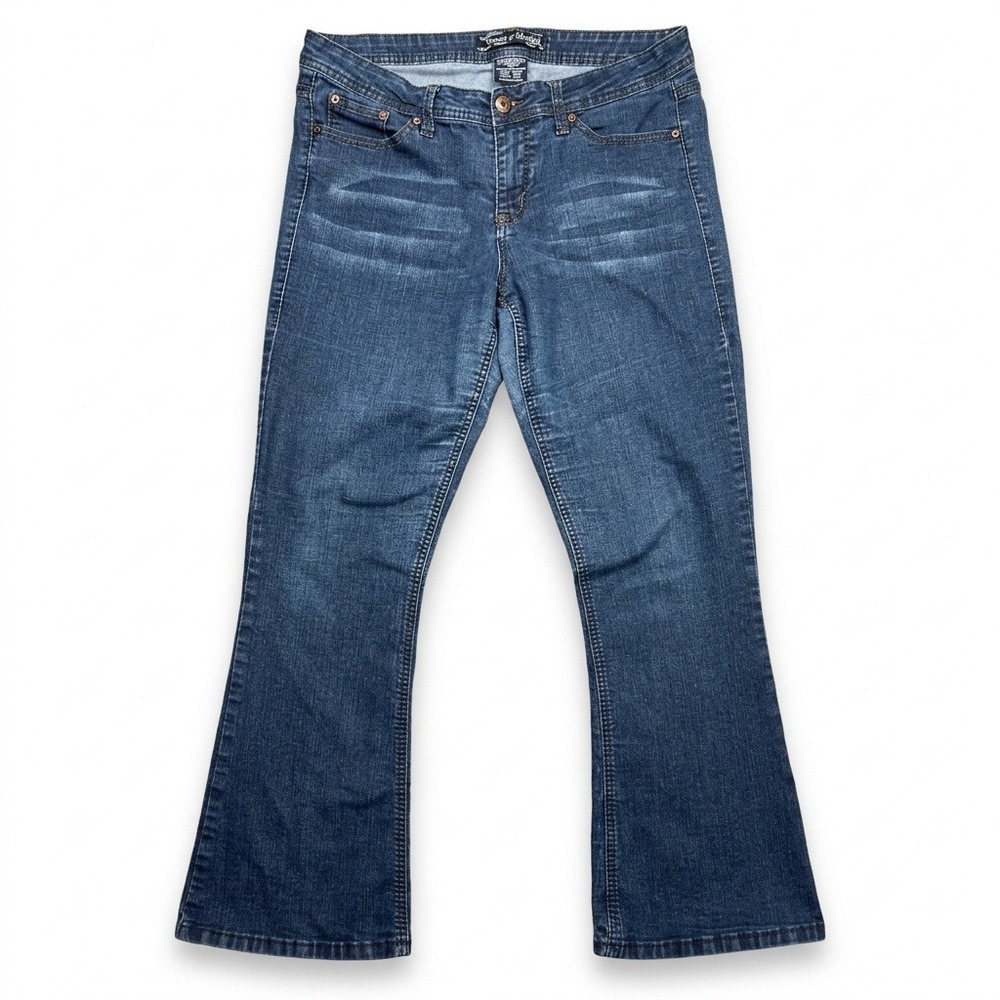 Source of Wisdom Women's Bootcut Jeans Size 16 Blue Stretch Comfort High Rise